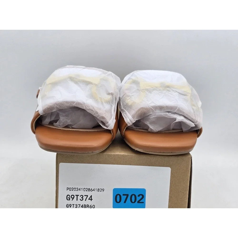 NIB Coutgo Women's Heeled Slides Sandals Square Open Toe Slip On - Brown‎ - Sz 6